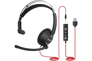 BINNUNE USB Headsets with Microphone for PC Laptop Computer Headphone for Business Skype Call Center Office Work