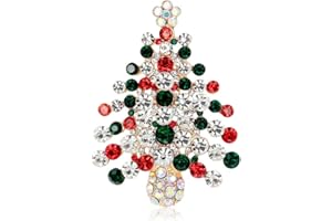 sunjiaqi Christmas Tree Brooch Crystal Rhinestone Breastpin Collar Lapel Pin Corsage Shining Brooch Clothes Hat Scarf Festival Decor Accessories Jewellery Gift for Women Men Girls Gold Tone