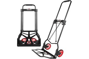 YEAUPE PRO Diable Pliable - Capacité de Charge de 50 kg - Réglable en Hauteur - pour déménagement et Objets Lourds - avec 2 Cordes d'extension et poignée en éponge, Noir - 1 Roue