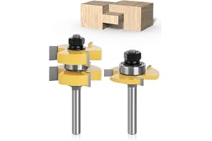 Juego de lengüetas y ranuras 8mm - APLUS Juego de brocas de enrutador [2 piezas] - Herramienta de fresado de madera para trabajar la madera con mango Herramienta de corte de la máquina de grabado