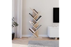 ComfortCove Regał w Kształcie Drzewa, Wolnostojący na Książki, Do Salonu, Biura, Sypialni i Kuchni, 7 Półek, Sonoma
