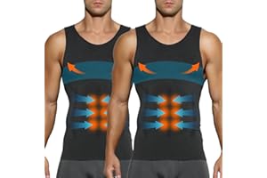 Casey Kevin Faja Chaleco Hombre (Pack de 2) Camiseta Reductora Compresión Camisa de Compresión Slim para Hombres Alta Elasticidad Body Shaper Chaleco S-XXL