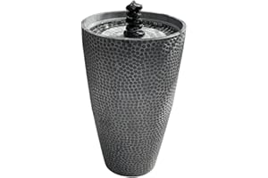 Hydria Starter Set With Black Tall Vase, Cordless Ready-To-Go Water Feature, Long Rechargeable Battery Life, LED Lights & Remote Control, No Solar, Indoor & Outdoor Fountain, Easy Setup, British Brand