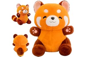 Mineup 23 cm Panda Roux en Peluche Red Panda Plush Kawaii, Poupée Panda Plushie Toy Coussin Cadeau, Peluches Pandas pour Fille Garçon Bébé,Animal en Peluche Panda
