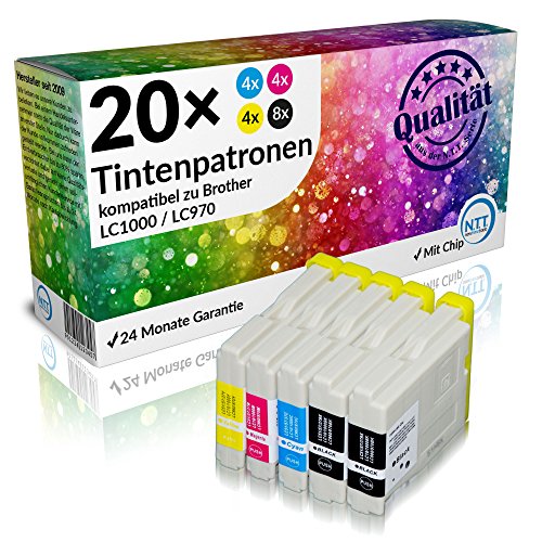 N.T.T. 20 Stück XL Druckerpatronen/ Tintenpatronen kompatibel zu Brother Drucker-4x schwarz & je 2x cyan magenta yellow
