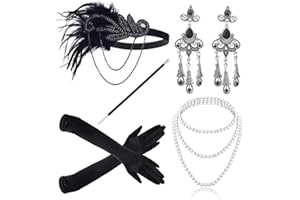 JIAJIAYI 1920s Set di accessori Costume,Set di accessori per pinna anni 20, anni 20 costumi accessori, accessori Great Gatsby da donna, per feste a tema, set di fantasia Charleston