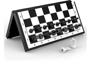 FANVINCE Chess Set Board Games Sets Magnetic Folding Portable Garden Travel Gifts Traditional Strategy Game for Kids and Adults,Black-White