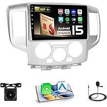 Hikity 2+64G Android Autoradio Pour Nissan NV200 2014-2018 Sans Fil Carplay Android Auto, 9 Pouces Écran Tactile Radio Avec Lien Miroir FM/RDS EQ WiFi Bluetooth GPS 26UI SWC MIC Caméra