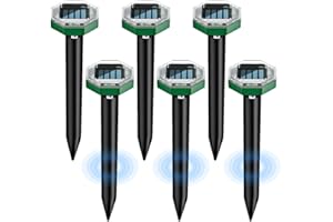 Fivtsme Anti Taupe Ultrason Solaire, 6 PCS Anti Taupe Efficace, Ultrason Taupe, Répulsif à Taupes à Ultrasons, IP65 Répulsif Solaire de Taupe, Répulsif Serpent Ultrason, pour Repousser Les Taupes