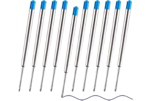 Recambios Bolígrafo Azul, NOCHME 10 Piezas 1.0 Mm Recambio Metal Intercambiables Estándar, Compatibles Para Parker Para Una Experiencia De Escritura Uniforme Y Fluida 9.8 Cm