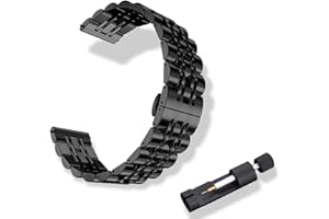 RoYiio Correa de Acero Inoxidable es Adecuada para Asas de Reloj con Ancho de 20mm,22mm, Bellamente Pulida, Correa de Metal para Hombres Mujeres