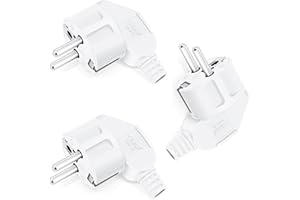 Schukostecker, Schuko Stecker, Stecker aussen wasserdicht, JEXPOWER Stecker Winkelstecker 250V(16A) Schukostecker außenbereich, Knickschutz Zugentlastung, für 8-10mm Kabel IP44, Weiß - 3 Stücke