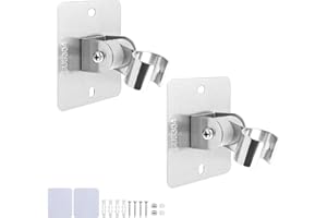 Soporte ducha pared Ajustable, Adecuado para 20 mm, GEBAUM 2 piezas 200° Ajustable Soporte alcachofa ducha de Acero inoxidable universal, Soporte de ducha 2 Métodos de Instalación