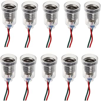 10 Douilles E10 Avec Câbles - Pour Ampoules LED - 20cm De Fil - Expérimentation Électrique