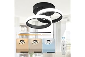 EVANMO EIDISUNY Dimmable Ceiling Light LED Modern Circle LED Ceiling Lamp with Remote Control, 3 Colour Temperature, Ceiling Lighting Fixture for Kitchen Bedrooms Hallway Office Living Room - 22W Black.