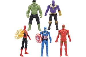 FYDZBSL Marvel Avengers Figure, Hulk, Thor, Iron Man,Spider und Captain America Anime Statue beliebte Model Actionfigur PVC Doll Collectibles Spielzeug Set mit Allen 5 Figuren 11,5 cm