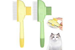 OFFCUP Fellblitz Borste för Katt, Självrengörande Kattkamma Djupbörstning med Utlösarknapp Kattborste, Lopkamma Katt Hundkamma Husdjursborste för Husdjurs Skönhetsvård
