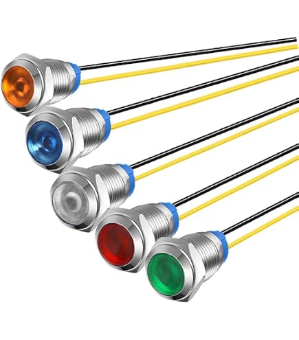 X AUTOHAUX 5-Piece LED Indicator Light Set - 16mm 12V Metal Waterproof Dash Signal Lamps For Car, Truck, Boat (Multicolored) - View #8