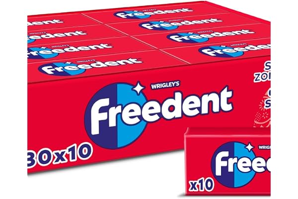 FREEDENT - Chewing Gum Sans Sucre - Goût Fraise - 30 Paquets de 10 Dragées- Grand Format 300 Dragées - 420g