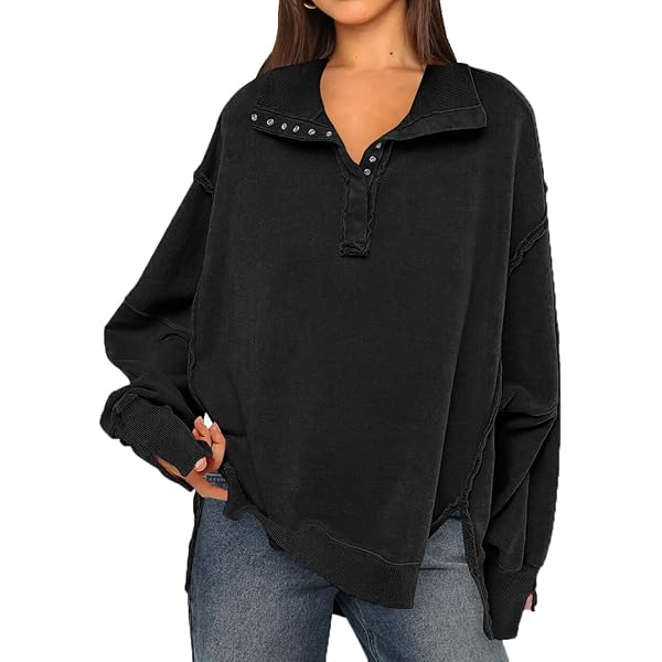 Timuspo Sweat à Capuche Oversize Femme - Couleur Unie Confortable Et Tendance Automne
