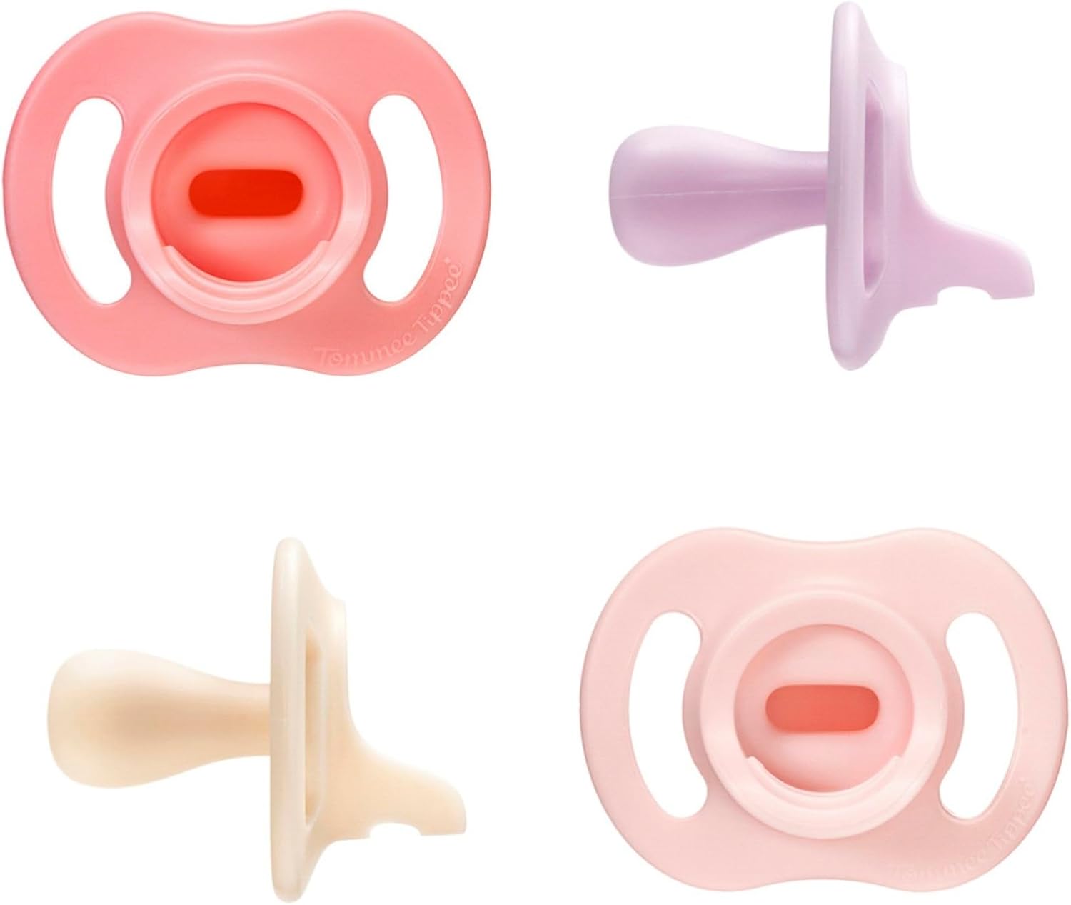 Tommee Tippee Ultra-Light StayPut Dummy, 0-6m, 4-Pack, One-Piece Silicone Soother
