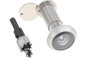 HOJLKLD Judas de Porte en Laiton, Laiton Judas à 200 Degrés oeilleton de porte avec foret de 16 mm pour Portes de 35 à 60 mm (nickel brossé)