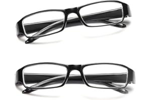 Fadbudss Reading Glasses Readers Value 2 Pack, Square Reading Glasses Eyeglasses Readers Classic Everyday Use, Spring Hinges Arm Rectangular Frame Scratch Resistant Spectacles for Mens Womens