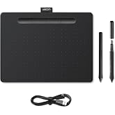 Wacom Intuos Medium &ccedil;izim tableti, &ccedil;izim ve fotoğraf d&uuml;zenleme i&ccedil;in tablet, basınca duyarlı kalemli, siyah, ev ofis ve e-&ouml;ğre