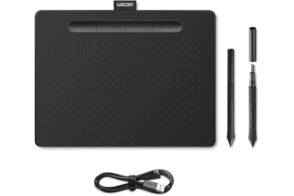Wacom Intuos Medium Tablette Dessin - Tablette Graphique pour la Peinture, Le Dessin et la retouche Photo avec Stylo Sensible à la Pression Noir - Idéal pour Le télétravail et la Formation en Ligne
