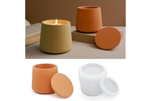 ECLIPSEGUARD Moules à Résine Moules à Bocal en Silicone, Moule en Silicone bougeoir, Coulée Pot de Bougie avec Couvercle, Coupe à Bougie pour la Coulée de à Bougies en Béton pour Pot Rond
