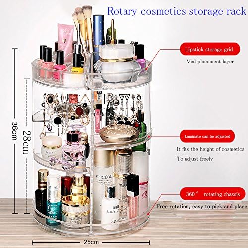 COFEND Cosmetic Storage Box, Transparent 360 ° Rotating Adjustable and Detachable Multi-Functional Large Capacity Makeup Organiser, PS material