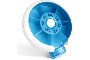 ‎OPRET Opret Tablettenbox 7 Tage klein Pillendose Klein Medikamentenbox 7 Tage Tabletten Wochenbox Pillenbox Tablettendose für Unterwegs Rund Blau