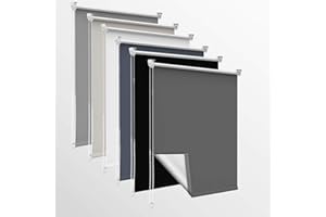 Homland Store Occultant sans Perçage, Rideaux Occultant avec Revêtement d'argent, Isolation Thermique, Installation Simple, pour Chambre, Salon, Cuisine, Salle de Bain,Gris Foncé,80l x 120L cm