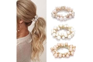 Runmi Scrunchies per capelli 3 Pezzi Perla Elastica Capelli Cravatta accessori per capelli per donne e ragazze (C)
