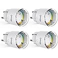 GHome Smart WLAN Steckdose, Kleinste WiFi Steckdose 4er Pack, Stromverbrauch Messen,App Fernbedienung,Funktioniert mit Alexa,