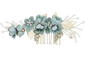 eMagTech Ślubny grzebień do włosów dla panny młodej kwiat boczne spinki do włosów kryształ górski perła kwiatowa nakrycie głowy akcesoria do włosów akcesoria do włosów na ślub dla panny młodej druhny