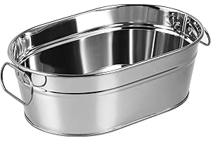 Luxshiny Secchiello Ghiaccio Barile Ovale zincato per Bevande Metallo Secchiello per Birra Adatto per Casa, Bar, Ristorante, Festa(Argento)
