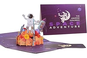 DEESOSPRO® Kartka urodzinowa prezent dla dzieci, przyjaciół i kochanków, kartka z życzeniami 3D Pop Up (kosmos i astronauta)