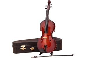 Miniatyr violin modell – miniatyr violin modell med stativ fodral dockhus tillbehör mini musikinstrument för heminredning dockhus dekoration barn lekfest fotorekvisita