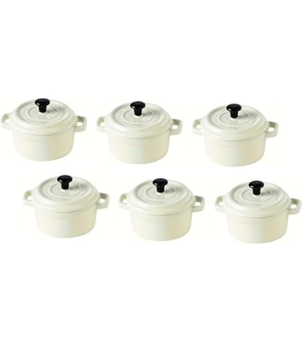 Lot De 5 Mini Cocottes Ovales Baumalu - Blanc Avec Couvercles - Occasion - Compatibles Gaz