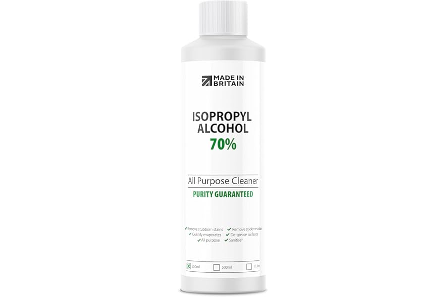 ChemLab - 70% Isopropanol Isopropyl All-Purpose Rubbing Alcohol - Disinfectant, Household Cleaner and Degreaser - Suitable for Electronics, Glass, Removing Grease and Glue - 250ml