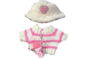 PIASHOW Doudou Vêtements Compatible avec 17 cm Labubu Peluche Vêtements Accessoires pour Labubu Vêtements Pull Salopette Tenue DIY Enfants Cadeaux pour garçons et Filles (Rose, 17 cm - A)