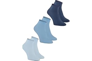 Rainbow Socks - Damskie bawełniane wygodne skarpety do kostek - beżowe, niebieskie, miętowe skarpety - 3 lub 5 par, 3 x niebieski, 36-38 EU