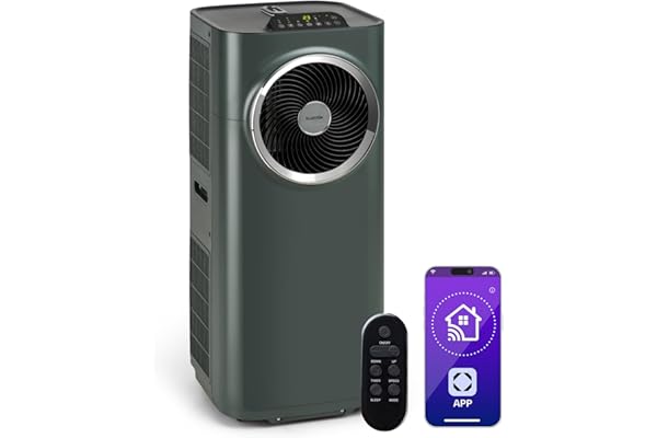 Klarstein Kraftwerk Smart 12K Climatiseur Mobile - 12,000 BTU, 35-59 m², WiFi & App Control, Silencieux 50 dB, Déshumidificateur, Ventilation 3 Niveaux, Minuterie 24h, R290, Tuyau Inclus, Anthracite