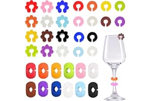 Silars Marcadores de Copas, 36pzs Identificador Vasos Marcadores de Copas, Marcadores de Taza de Silicona para Fiesta Boda Vidrio Cocktail Champán (3 Estilos con 12 Colores)
