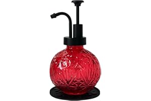Birugen Vintage Soap Dispenser for Bathroom,Glass Kitchen Soap Dispenser with Pump,Farmhouse Soap Dispenser Antique,Cute Small Liquid Hand Soap Dispenser,Rustic Decorative Dish Soap Dispenser (Red)