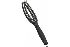 Olivia Garden Fingerbrush Care Iconic - Piccola - Nero - Spazzola Districante in Setole di Cinghiale & Nylon per Capelli Sani e Brillanti