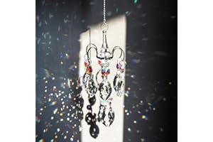 H&D HYALINE & DORA Carillón de Viento de Vidrio con Prisma de Ojo de Caballo Cristal arcoíris Sun Catcher Decoración de Ventana Colgante