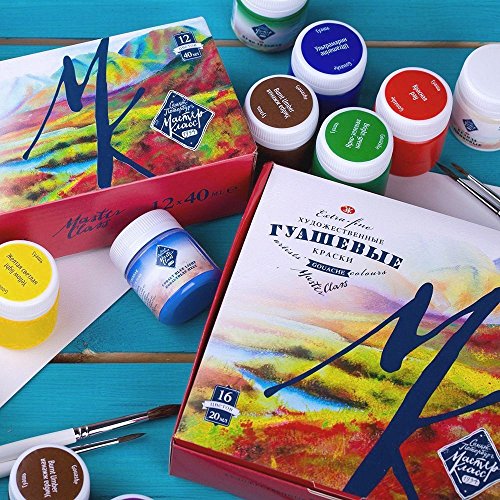 Profi Gouache Farben Set – 16 x 20 ml Näpfchen – feine Gouache Malerei – von Nevskaya Palitra „Master Class Qualität“ - 6