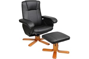 ‎SVITA SVITA Charles Relaxsessel TV Sessel Wohnzimmersessel Drehsessel Hocker Beinablage Fernsehsessel Drehstuhl Lesesessel Schwarz Indoor